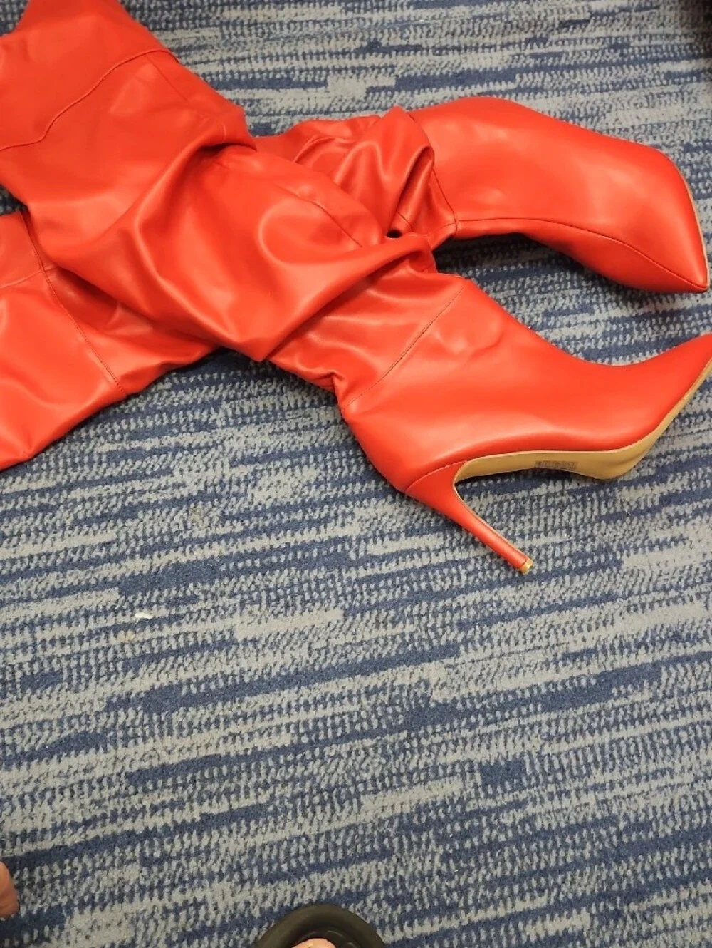 Red Stiletto Knee-High Boots - Women
